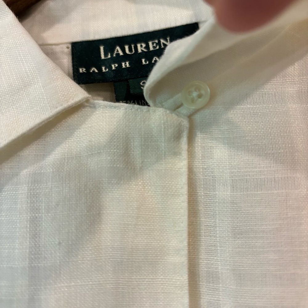 LAUREN Ralph Lauren Linen White Plaid Loose Oversized Fit Button Blouse Size S - Picture 10 of 10